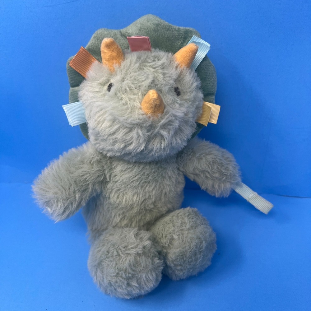 Cloud Island Triceratops Baby Rattle Plush Green Animal Nursery Sensory Toy